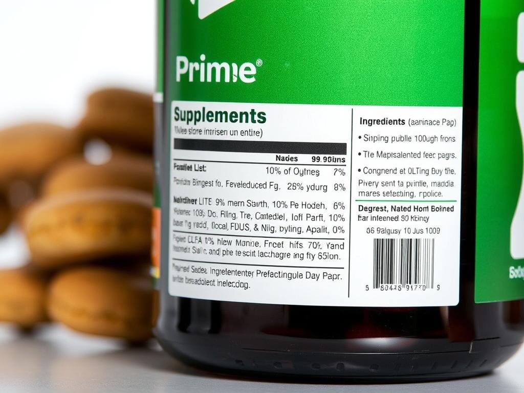 Generate an image of Prime Biome supplement packaging with a transparent background showing the ingredient list. Generate an image of Prime Biome supplement packaging with a transparent background showing the ingredient list.